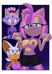 admiring anthro big_breasts bottomwear breasts butt clothing female group presenting presenting_breasts shorts simple_background trio thecakeee sega sonic_the_hedgehog_(series) amy_rose blaze_the_cat rouge_the_bat bat domestic_cat eulipotyphlan felid feline felis hedgehog mammal absurd_res hi_res