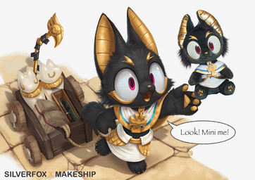 advertisement ankh anthro black_body black_fur canopic_jar claws clothed clothing collar dialogue duct_tape fully_clothed fur looking_at_viewer male open_mouth outside pawpads plushie pulling_object purple_eyes rope solo speech_bubble staff tape text vehicle wagon yellow_body silverfox5213 egyptian_mythology makeship middle_eastern_mythology mythology anubis anubian_jackal canid canine canis deity jackal mammal 2025 english_text