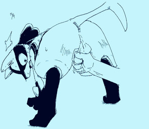 anus ball_grab ballbusting balls cock_and_ball_torture disembodied_hand duo genital_torture genitals looking_back male open_mouth simple_background solo_focus tail kurosawa_bio nintendo pokemon generation_4_pokemon human lucario mammal pokemon_(species) aliasing digital_media_(artwork)