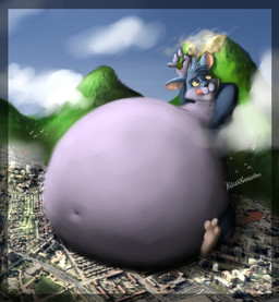 after_vore anthro belly big_belly building city fur grey_body grey_fur huge_belly hyper macro male outside overweight sitting solo vore kellerkangaroo mammal murid murine rat rodent 2017 hi_res