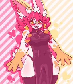 4_fingers accessory anthro bangs beads bell bell_collar big_breasts blush breasts brown_pupils buckteeth cheek_markings cheek_tuft clothed clothed_anthro clothed_female clothing collar dress ear_piercing ear_tuft eyebrows eyelashes facial_markings facial_tuft female female_anthro fingers fluffy fluffy_tail fully_clothed fully_clothed_anthro fully_clothed_female fur hair hair_accessory hair_beads happy head_markings heart_(marking) heart_ear_piercing heart_symbol legwear lidded_eyes long_ears markings medium_hair multicolored_body multicolored_fur multicolored_hair open_mouth open_smile orange_eyes orange_hair orange_hands orange_markings outline panties pattern_background piercing pink_eyebrows pink_eyelids pink_hair pink_inner_ear pink_outline pink_tongue pupils purple_clothing purple_collar purple_dress purple_legwear purple_panties purple_stockings purple_underwear simple_background sitting sitting_on_ground smile solo star_ear_piercing stockings striped_background tail teeth text thick_thighs tongue tuft two_tone_hair underwear white_body white_fur white_tail gaypastabake mario_plus_rabbids_sparks_of_hope nintendo raving_rabbids rayman_(series) ubisoft fan_character popsicle_(gaypastabake) lagomorph mammal rabbid 2025 absurd_res artist_name colored digital_drawing_(artwork) digital_media_(artwork) english_description hi_res portrait three-quarter_portrait