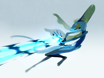action_pose anthro attack barefoot blue_body blue_skin feet grey_background half-closed_eyes narrowed_eyes nude pokemon_move pose simple_background smile snipe_shot water yellow_eyes sylvaur nintendo pokemon generation_8_pokemon inteleon pokemon_(species) reptile scalie 2019 hi_res
