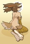 anthro arm_warmers armwear breasts brown_hair butt clothed clothing female female_anthro hair kneeling leg_warmers legwear long_ears nipples nude nude_anthro nude_female rear_view red_eyes simple_background solo tail topless yellow_background bittenbun mia_(bittenbun) lagomorph leporid mammal rabbit 2025 digital_drawing_(artwork) digital_media_(artwork) yellow_theme