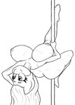 anthro areola big_breasts big_butt breasts butt dancing female hair nipples nude plantigrade pole pole_dancing sagging_breasts simple_background solo sarcolopter dosey_doe equid equine horse mammal pony monochrome