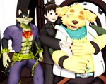 angry anthro belly blush chain clothed clothing group happy headpat humanoid_hands jealous kemono male muscular muscular_male overweight overweight_male scarf trio malicekira lifewonders tokyo_afterschool_summoners cu_sith_(tas) garmr_(tas) protagonist_(tas) twink_protagonist_(tas) canid canine canis domestic_dog human mammal 3d_(artwork) 5:4 digital_media_(artwork) hi_res mikumikudance_(artwork)