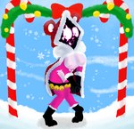 anthro bell boots breasts candy candy_cane christmas_clothing christmas_headwear clothing dessert female food footwear fur fur_markings gloves handwear headgear headwear holidays markings shoes snow snowflake crazy_8_animations christmas epic_games fortnite fortnite:_battle_royale raven_team_leader bear mammal