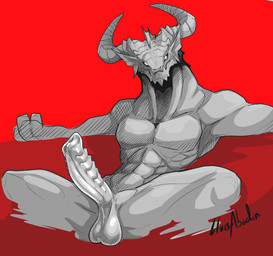 anthro balls biped erection fingers front_view genitals horn looking_at_viewer male manly muscular muscular_anthro muscular_male nude nude_anthro nude_male penis red_background simple_background sitting solo unusual_anatomy unusual_genitalia unusual_penis lluisabadias european_mythology mythology nameless_character dragon mythological_creature mythological_scalie scalie western_dragon wingless_dragon 2025 digital_drawing_(artwork) digital_media_(artwork) hi_res portrait three-quarter_portrait