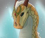 crown ear_piercing female feral headgear horn multicolored_body piercing queen ring royalty solo apollyondragon mythology wings_of_fire blaze_(wof) dragon mythological_creature mythological_scalie scalie 2023 digital_media_(artwork) half-length_portrait portrait signature
