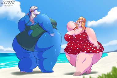anthro beach breasts cleavage clothed clothing cloud female obese overweight sky solo robthehoopedchipmunk abigail_quait mira_pine_(dragtail) common_hippopotamus domestic_pig hippopotamid mammal suid suine sus_(pig) tagme