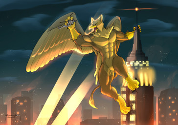 5_fingers abs aircraft anthro beak biceps biped brown_body brown_fur building building_destruction city city_background cityscape claws crush destruction feathered_wings feathers feet finger_claws fingers fur helicopter house macro macro_anthro macro_male male muscular muscular_anthro muscular_male night nude outside paws pecs rampage sky solo tail toe_claws toes vehicle vehicle_destruction wings kemmyfolf mythology carpo avian gryphon mythological_avian mythological_creature hi_res