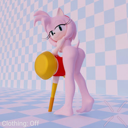 animated_gif anthro bent_over butt checkered checkered_background female fingers genitals green_eyes nude pattern_background pink_body simple_background solo vulva hitmarker sega sonic_the_hedgehog_(series) amy_rose eulipotyphlan hedgehog mammal 1:1 3d_(artwork) animated digital_media_(artwork) low_res short_playtime turntable_(animation)