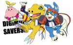 accessory anthro blue_body blue_fur boxing_gloves claws clothed clothing female fur green_eyes group handwear headband male tail yellow_body yellow_eyes ulcer_gag bandai_namco digimon digimon_data_squad agumon digimon_(species) gaomon kudamon lalamon scalie