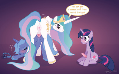 all_fours anus ass_up being_watched blue_hair blush bodily_fluids butt crown cum cutie_mark dialogue doggystyle erection exhibitionism eyes_closed feathered_wings feathers female feral from_behind_position fur genital_fluids genitals group hair headgear herm herm/female herm_feral herm_penetrating hooves horn intersex intersex/female intersex_feral intersex_penetrating intraspecies long_hair looking_at_another multicolored_hair penetration penis precum princess purple_body purple_eyes purple_fur purple_hair rainbow_hair royalty sackless sex short_hair sitting sun tail text tiara two_tone_hair vaginal vaginal_penetration vulva white_body white_feathers wings syoee_b friendship_is_magic hasbro my_little_pony mythology princess_celestia_(mlp) princess_luna_(mlp) twilight_sparkle_(mlp) equid equine mammal mythological_creature mythological_equine unicorn winged_unicorn 16:10 2011 english_text lol_comments wallpaper widescreen incest_(lore) sibling_(lore)