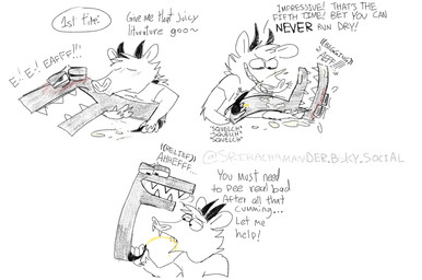 anal anal_fingering anthro blush bodily_fluids cum drinking drinking_urine duo ejaculation fingering genital_fluids internal kissing male male/male orgasm orgasm_face peeing peeing_in_mouth penile penis_milking text urine urine_in_mouth watersports srirachamander alphabet_(mike_salcedo) mythology f_(mike_salcedo) monty_(srirachamander) alligatorid american_opossum crocodilian dragon hybrid mammal marsupial mythological_creature mythological_scalie reptile scalie english_text hi_res