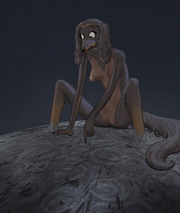 anthro black_body black_fur breasts duo female floppy_ears fluffy fluffy_ears fluffy_tail fur genitals nipples tail tawny_fur vulva wide_eyed wolfinasuit elden_ring fromsoftware angel_shadow canid canine canis dachshund domestic_dog goo_creature hunting_dog long-haired_dachshund mammal silver_sphere absurd_res hi_res