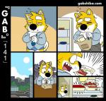 blue_boxer_briefs blue_clothing blue_underwear boxer_briefs clothing container dressing ellipsis fur lunch male necktie packed_lunch shirt text tired topwear underwear white_body white_fur work yellow_body yellow_fur gabshiba gab_(comic) gab_shiba canid canine canis domestic_dog mammal shiba_inu spitz comic url