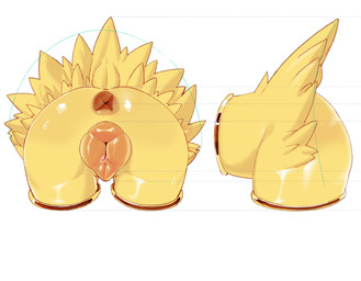 animal_genitalia animal_vulva anus bodily_fluids butt canine_genitalia canine_vulva female feral fur genital_fluids genitals glistening glistening_butt portal puffy_anus rear_view short_tail side_view simple_background solo sweat sweaty_butt tail vaginal_fluids vulva white_background yellow_body yellow_fur yellow_tail skeleton265 nintendo pokemon eeveelution generation_1_pokemon jolteon pokemon_(species) absurd_res hi_res