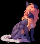 alpha_channel ambiguous_gender feral fur grey_body grey_ears grey_fur hair hair_over_eyes mouth_closed orange_body orange_fur orange_hair quadruped rayliicious simple_background sitting solo transparent_background