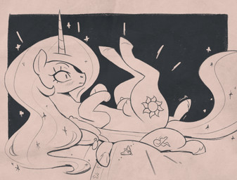 ambiguous_gender blush crotch_breasts duo female feral hair hooves horn larger_female long_hair lying mouth_closed nipples on_back quadruped simple_background size_difference smaller_ambiguous tail teats nookprint friendship_is_magic hasbro my_little_pony princess_celestia_(mlp) thunderlane_(mlp) equid equine mammal hi_res