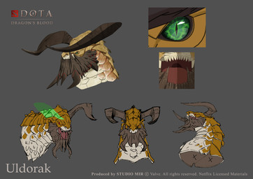 2_horns close-up countershade_neck countershade_scales countershading cross_section curved_horn eye_close-up facial_spikes fangs feral glistening glistening_eyes green_eyes grey_background head_horn horn jaw_spikes long_horn male male_feral mouth_closed multiple_angles open_mouth pupils red_eyes scales sharp_horn simple_background slim_feral slim_male slit_pupils snout solo spikes spikes_(anatomy) tan_body tan_scales teeth text tongue_showing underbite bantokey dota dota_dragon's_blood mythology netflix valve valve_corporation uldorak deity dragon eldwurm_(dragon's_blood) mythological_creature mythological_scalie scalie 2021 absurd_res cel_shading character_name concept_art copyright_name digital_media_(artwork) english_description english_text guide_lines headshot_portrait hi_res model_sheet multiple_images official_art portrait shaded