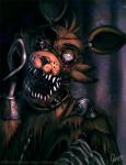 anthro eye_patch eyewear glowing glowing_eyes hook machine male solo teeth quirachen five_nights_at_freddy's scottgames foxy_(fnaf) animatronic canid canine fox mammal robot 2014