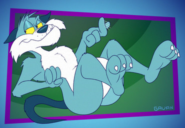 3_toes 4_fingers abstract_background anthro arched_foot arched_soles arm_tuft athletic athletic_anthro athletic_male back_tuft bedroom_eyes belly bent_legs big_butt big_chin biped blue_body blue_fur blue_nose butt butt_from_the_front cheek_tuft chest_tuft chin_tuft claws curling_tail curling_toes curvy_figure dark_ears dark_tail ears_outwards elbow_tuft eyebrows facial_tuft fangs feet feet_up fingers fist fluffy fluffy_chest foot_focus fur gesture gesturing_at_viewer glance grin grinning_at_viewer half-closed_eyes hand_gesture head_tuft humanoid_feet humanoid_hands humanoid_heel knee_tuft leg_tuft legs_up lines_drawn looking_aside looking_aside_at_viewer looking_at_viewer lying male motion_lines multicolored_body multicolored_fur narrowed_eyes nude nude_anthro nude_male on_back paws pecs pivoted_ears plantigrade pose puffed_out_chest raised_eyebrow ribs seductive shoulder_tuft sitting slightly_chubby slightly_chubby_anthro slightly_chubby_male smile smiling_at_viewer smirk smirking_at_viewer smug smug_expression smug_eyes smug_face smug_grin snaggle_teeth snaggle_tooth soles solo tail teeth thick_calves thick_thighs thighs_up toe_claws toes tuft two_tone_body two_tone_fur whisker_spots white_belly white_body white_fur white_toe_claws wide_hipped_anthro wide_hipped_male wide_hips yellow_sclera gavanzude 20th_century_fox mrs._doubtfire pudgy_and_grunge grunge_the_cat domestic_cat felid feline felis mammal 2026 alternate_version_at_paywall colored digital_drawing_(artwork) digital_media_(artwork) flat_colors hi_res pinup signature