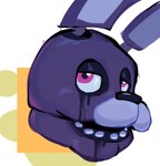 ambiguous_fluids ambiguous_gender anthro half-closed_eyes long_ears looking_away looking_up machine multicolored_body narrowed_eyes open_mouth pink_eyes purple_body simple_background solo skylordlysander five_nights_at_freddy's scottgames bonnie_(fnaf) animatronic lagomorph leporid mammal rabbit robot digital_media_(artwork) headshot_portrait hi_res portrait