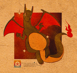 ambiguous_gender claws copyright_symbol feet feral fire gradient_background hindpaw horn logo membrane_(anatomy) membranous_wings multicolored_body paws simple_background symbol tail text two_tone_body wings hoosierman9911a mythology nintendo pokemon charizard dragon generation_1_pokemon mythological_creature mythological_scalie pokemon_(species) scalie shiny_pokemon 2025 absurd_res artist_logo chromatic_aberration copyright_name digital_media_(artwork) hi_res