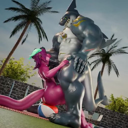 2_horns 5_fingers 5_toes abs anthro anthro_penetrating anus arm_fin ball balls beach_ball big_balls big_butt big_muscles big_penis big_tail black_sclera blue_body blue_scales blue_sky bottom_heavy bubble_butt butt claws day deltoids detailed_background dorsal_fin duo erection face_fucking feet fellatio female female_penetrated fin fin_scar finger_claws fingers flat_chested genitals green_claws green_eyes green_horn green_vulva grey_body grey_scales hair head_fin hindpaw horn huge_balls huge_butt huge_hips huge_muscles huge_penis huge_thighs implied_oral inflatable irrumatio long_tail male male/female male_penetrating male_penetrating_female moan multicolored_body multicolored_scales muscular muscular_anthro muscular_legs muscular_male nipple_piercing nipple_ring nipples nude nude_anthro nude_female nude_male obscured_fellatio obscured_oral obscured_penetration obscured_sex on_ball oral oral_penetration outside palm_tree paws pecs penetration penile penis penis_in_mouth piercing pink_body pink_scales plant poolside purple_hair rear_view ring_piercing scales scar sex sharp_teeth shrub sitting sky swimming_pool tail tail_fin tail_scar teeth thick_thighs toe_claws toes tree two_tone_body two_tone_scales vein veiny_muscles veiny_penis vulva wall_(structure) white_body white_scales wide_hipped_anthro wide_hipped_female wide_hips babymoon sound_warning ceraferis_(va) chiefkaine_(modeler) evilaudio1_(va) leodamodeler_(modeler) alvintanubis mythology cera_(ceraferis) dylan_(alvintanubis) dragon fish marine mythological_creature mythological_scalie scalie shark 1:1 2025 3d_(artwork) 3d_animation animated blender_(artwork) digital_media_(artwork) short_playtime sound webm