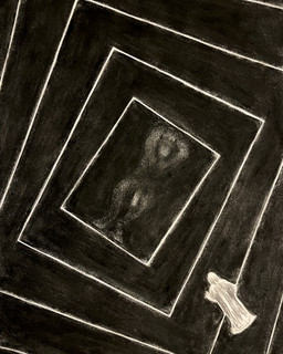 ambiguous_gender blurred_character darkness duo floating hands_above_head hooded_cloak male mysterious_figure rectangle sharkinthepark equid equine horse humanoid mammal 2026 4:5 absurd_res charcoal_(artwork) comic greyscale hi_res monochrome traditional_media_(artwork)