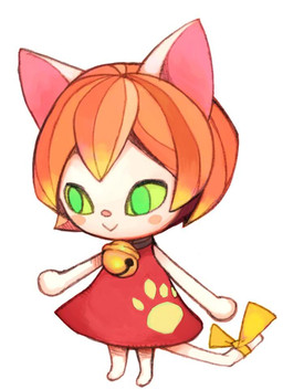 accessory anthro bell blush bow_(feature) bow_accessory bow_ribbon clothed clothing collar dress female fur furgonomics green_eyes hair orange_hair ribbons simple_background smile solo tail tail_accessory tail_bow tail_ribbon white_background white_body white_fur unknown_artist magician's_quest:_mysterious_times suzy_(character) domestic_cat felid feline felis mammal official_art