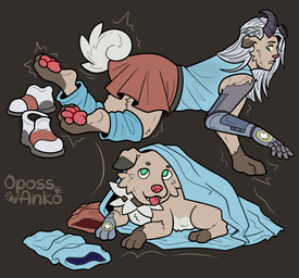 after_transformation ambiguous_gender before_and_after biped bipedal_feral bottomwear claws clothed clothing comparing denim denim_bottomwear denim_clothing digitigrade eyewear female feral finger_claws forced forced_transformation fur fur_growth glasses growth hair human_to_feral jeans legwear looking_at_viewer male mid_transformation open_mouth pants pokeball quadruped shirt simple_background size_difference size_transformation solo species_transformation stockings tail tail_growth topwear transformation transformation_sequence kiri-anko nintendo pokemon generation_7_pokemon human mammal pokemon_(species) rockruff hi_res