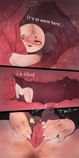 anthro bodily_fluids breasts clitoris female genitals macro micro musk nipples nude simple_background text unbirthing vaginal vore vulva willing_prey ti-suger animal_crossing nintendo shino_(animal_crossing) absurd_res comic english_text hi_res
