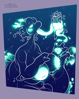 animal_genitalia anthro areola aroused balls bioluminescence blush bodily_fluids breasts clothing duo female genitals glowing gynomorph imminent_vore intersex inverted_nipples long_tongue membrane_(anatomy) nipples nude saliva sheath size_difference tongue webbed_hands keffotin mythology dragon goo_creature lagomorph leporid mammal mythological_creature mythological_scalie rabbit scalie 2026 4:5 sketch