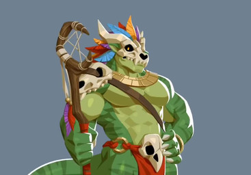 anthro biceps bone bone_mask bottomwear clothing green_body grey_background loincloth male mask muscular muscular_anthro muscular_male pecs simple_background skull skull_accessory skull_mask solo staff striped_body stripes yellow_eyes fansl terraria witch_doctor_(terraria) lihzahrd lizardman scalie 2d_animation animated long_playtime motion_tweening no_sound video