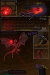 angry asphyxiation blood bodily_fluids dialogue duo female feral fight flying glowing glowing_eyes horn insult male rock rubble tail teeth text well wings wounded apollyondragon activision mythology spyro_the_dragon dark_spyro fan_character spyro dragon mythological_creature mythological_scalie scalie 2024 comic digital_media_(artwork) hi_res signature