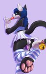 anthro balls chastity_cage chastity_device femboy genitals male pawpads paws penis goallonely maho-gato domestic_cat felid feline felis mammal absurd_res hi_res