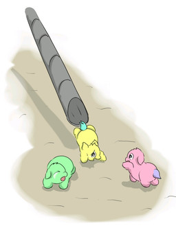 abuse ambiguous_feral ambiguous_gender black_eyes blue_tail bodily_fluids cleaning_tool crying eyes_closed feral fur green_body green_fur group helpless neonate pink_body pink_fur purple_tail tail tears trio vacuum_cleaner yellow_body yellow_fur young young_ambiguous young_feral carpdime fluffy_pony fluffy_pony_(species) mammal