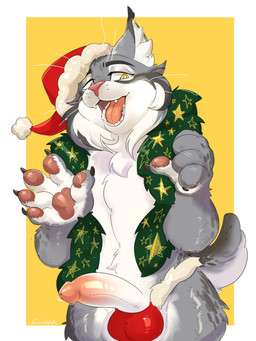 anthro balls bean christmas_clothing christmas_headwear clothing erection genitals glans hat headgear headwear holidays humanoid_genitalia humanoid_penis male mismatched_genitalia mismatched_humanoid_penis mismatched_penis paws penis santa_hat solo whiskers wide_hips yellow_eyes soolopik christmas disney zootopia pawbert_lynxley bobcat canada_lynx felid feline hybrid lynx mammal 3:4 hi_res