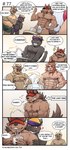 anthro bet_condition bodily_fluids boss_(gym_pals) bovid bovine bruno_(gym_pals) canid canine canis cattle clothed clothing comic competition cum cum_in_a_cup cum_in_container dialogue ear_piercing english_text erection erection_under_clothing felid genital_fluids group_masturbation gym_pals h155296 hat headgear headwear hi_res jockstrap lion losing_bet lost_bet male male/male mammal manager_(gym_pals) master_(gym_pals) masturbation masturbation_contest nipple_piercing nipples pantherine penile penile_masturbation piercing sexual_competition text underwear wolf