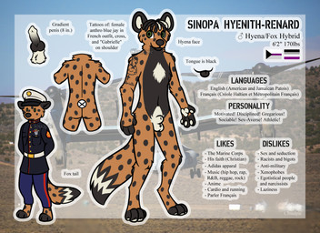 animal_genitalia animal_penis anthro arm_tattoo asexual_pride_colors balls black_body black_countershading black_hair black_spots black_text black_tongue brown_body brown_fur canine_genitalia canine_penis casual_nudity clothed clothing countershading demisexual_pride_colors digitigrade dipstick_tail disembodied_penis dreadlocks erection feet fingerless_(marking) fully_sheathed fur gender_symbol genitals gradient_penis hair highlights_(coloring) knot lgbt_pride long_tail male male_anthro male_symbol marines markings military_uniform multicolored_hair multicolored_penis nude pawpads penis photo_background pride_colors pubes sheath snout solo spots standing symbol tail tail_markings tattoo text toeless_(marking) tongue two_tone_hair two_tone_penis uniform white_balls white_markings white_pawpads white_sheath cloudspaniel conditional_dnp sinopa_hyenith-renard canid canine fox hybrid hyena mammal spotted_hyena 11:8 2021 clip_studio_paint_(artwork) digital_drawing_(artwork) digital_media_(artwork) english_text flat_colors hi_res mixed_media model_sheet photography_(artwork)