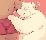 anthro belly blush bulge clothing duo kemono male male/male overweight overweight_male simple_background underwear naru_papi bear mammal polar_bear ursine 2024