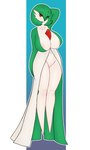 big_breasts breasts featureless_feet feet female floating hair hair_over_eye hand_behind_head huge_breasts looking_at_viewer nipple_outline nipple_slip not_furry one_eye_obstructed solo babyserval nintendo pokemon gardevoir generation_3_pokemon humanoid pokemon_(species) hi_res