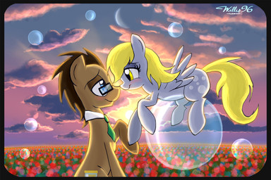 blonde_hair blue_eyes blush bubble cloud cutie_mark detailed_background duo eye_contact eyewear feathered_wings feathers female feral flower glasses grey_body grey_feathers hair looking_at_another moon necktie nose_to_nose outside plant quadruped romantic romantic_ambiance romantic_couple sky sunset tail wings yellow_eyes willisrisque friendship_is_magic hasbro my_little_pony mythology derpy_hooves_(mlp) doctor_whooves_(mlp) earth_pony equid equine horse mammal mythological_creature mythological_equine pegasus pony 2012 hi_res