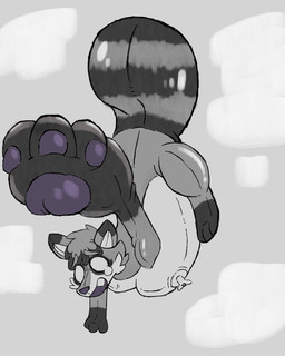 anthro cloud floating_away hyper hyper_inflation in_sky in_the_air inflatable inflated_tail inflation male nervous_look pool_toy solo uneven_inflation starry_stoat 2chaotic animate_inanimate living_inflatable mammal procyonid raccoon 4:5 absurd_res hi_res