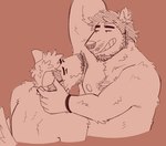 anthro anthro_on_anthro armpit_fetish armpit_hair armpit_sniffing beard blush body_hair bracelet cheeky_smile duo eyes_closed facial_hair fur hair hands_behind_head holding_head incest_play jewelry male male/male musk nipples nude open_mouth pecs simple_background smile smirk sniffing tail trash_bear conor_(pizzatrash) bear hyena mammal digital_media_(artwork) hi_res portrait brother_(lore) brothers_(lore) incest_(lore) sibling_(lore)