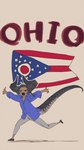 clothing eyebrows flag footwear horn ohio_flag open_mouth paint scales shadow shoes solo star tail teeth kmbk_arkadia humanoid hi_res