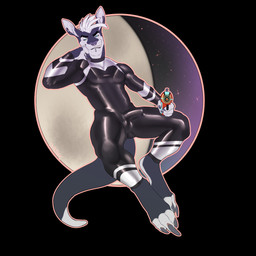 abstract_background anthro balls_outline biceps black_border blue_body blue_eyes blue_fur bodysuit border bulge chin_piercing claws clothing confident deltoids detailed_bulge dipstick_tail ear_piercing facial_piercing fur genital_outline grey_claws grey_pawpads hair hand_on_cheek latex latex_clothing latex_skinsuit male male_anthro markings muscular muscular_male nose_piercing nose_ring pawpads pecs penis_outline piercing planet pointing_weapon_at_viewer purple_claws purple_nose quads ranged_weapon raygun ring_piercing sitting skinsuit smile solo space star tail tail_markings teeth tight_clothing weapon whisker_spots white_body white_fur white_hair bambii_dog amon_bars kangaroo macropod mammal marsupial 1:1 2021 hi_res signature