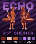 2_tails 4_ears 4_toes 5_fingers anthro big_breasts black_nose breasts claws color_swatch featureless_breasts featureless_crotch feet female female_anthro fingers front_view fur hair height long_neck long_snout measurements multi_ear multi_tail nude_anthro nude_female orange_arms orange_body orange_breasts orange_ears orange_face orange_fur orange_legs orange_tail pawpads pronouns purple_background purple_eyes purple_inner_ear purple_mouth purple_pawpads purple_sclera purple_text purple_tongue rear_view red_arms red_body red_fur red_hair red_legs red_tail short_legs simple_background snout solo standing tail tan_feet tan_hands text toes tongue white_claws white_text tameno echo_(the_bat_story) canid canine fox mammal absurd_res character_name english_text hi_res model_sheet female_(lore)