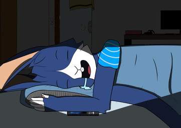 anthro bodily_fluids drooling electronics male phone pillow saliva sleeping solo coelhocarente adham(coelhocarente) lagomorph leporid mammal rabbit
